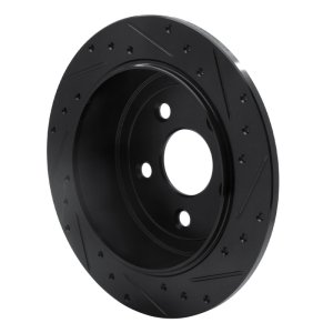 Jeep Wrangler Brake Rotor (1) - Rear Left - R1 Concepts - Drilled & Slotted - Black - `07-`18